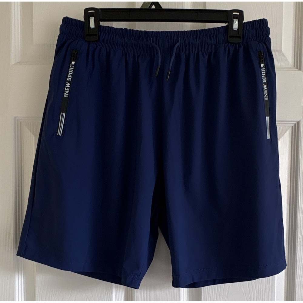 New Sport Men's Blue Athletic Activewear Shorts 5XL Big & Tall Elastic Waist